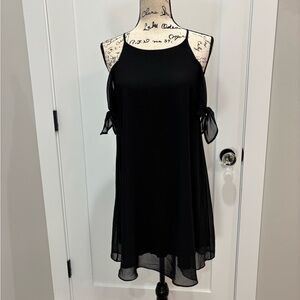 Soprano A-Line Black Dress with Flutter Sleeves